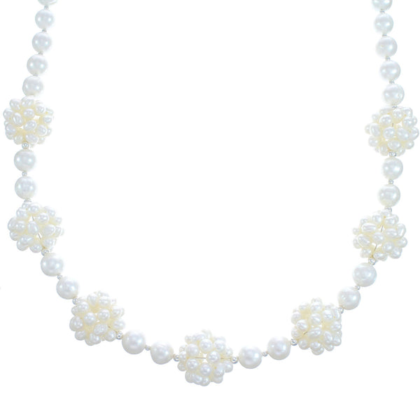 Fresh Water Pearl Sterling Silver Bead Necklace KX120898